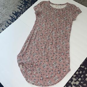 Pink floral tight fitting dress